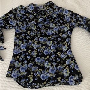 Anne Fontaine moera 3/4 floral tie Blouse button